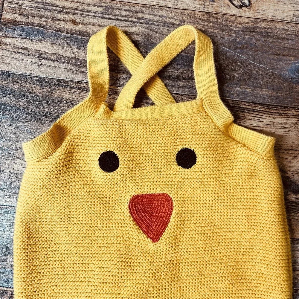 Hanna Andersson Knit Romper Unisex Baby 12-18m Chick Criss‎ Cross Spring